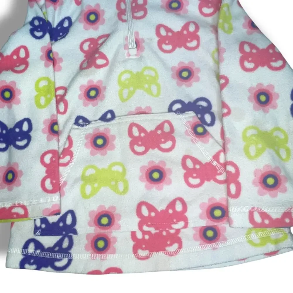 Hanna Andersson Fleece Jacket Coat Butterfly Sz 5 110 cm 1/4 Zip Pullover Pink